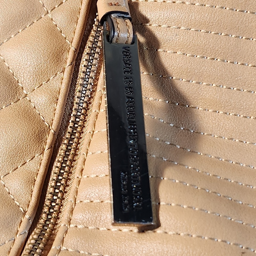 19V69 Italia‎ Versace Shoulder Bag Purse Beige Quilted Tassle Tote Satchel - Picture 6 of 13